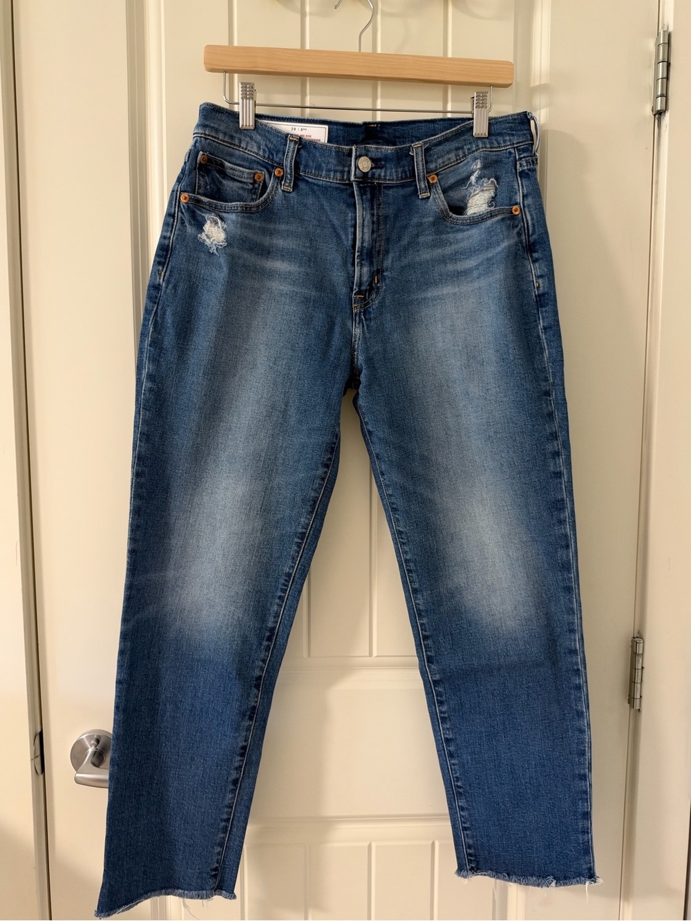 GAP Women's Medium Blue Distressed Girlfriend Jeans